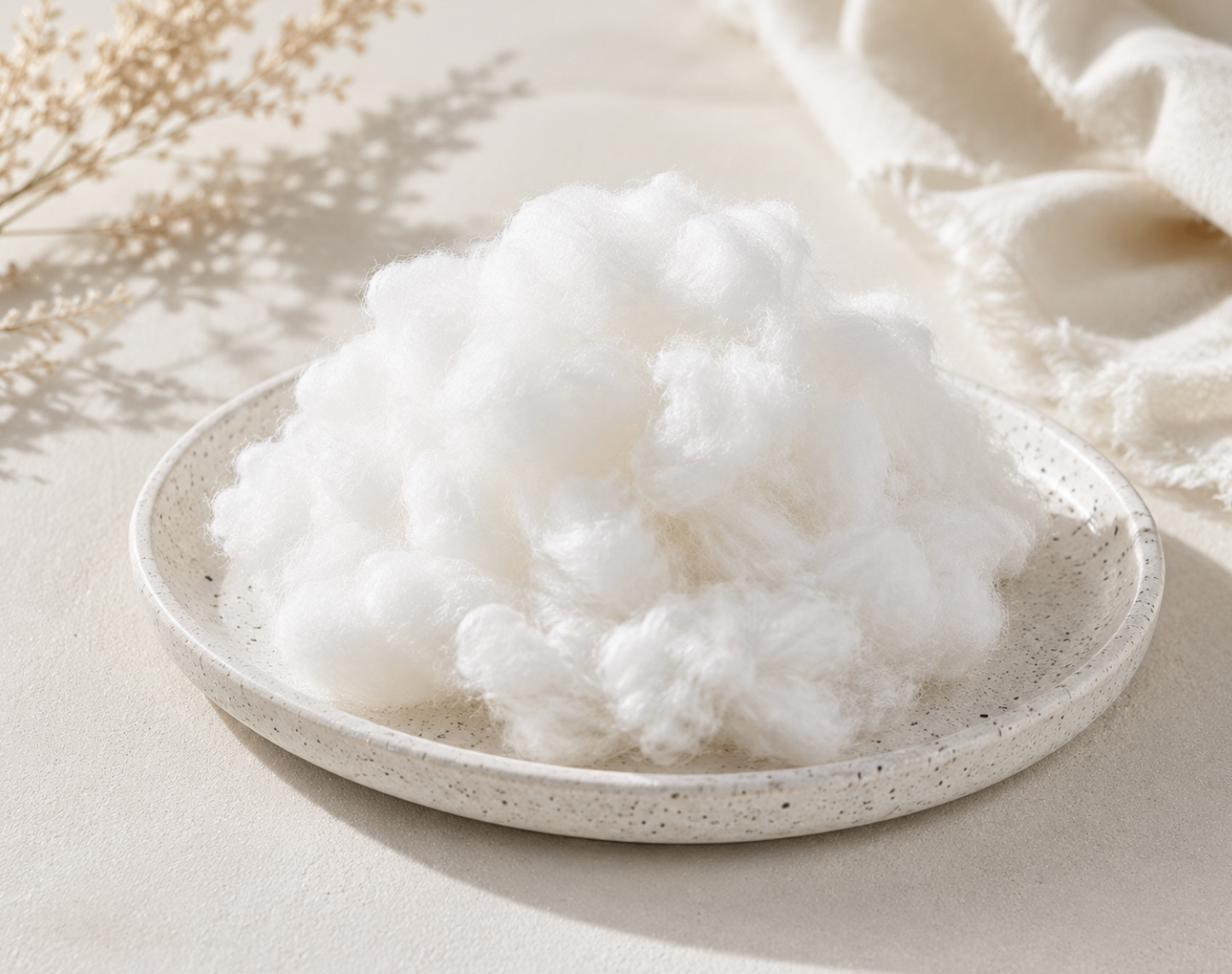 PP-cotton filtration fiber arranged in a shallow dish